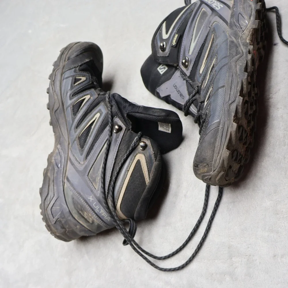 Salomon Mens 10 Hiking Boots Blue X Ultra 3 Mid GTX Gore-Tex‎ Waterproof Lace Up